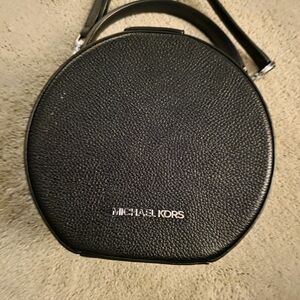 Michael Kors Black Pebbled Leather Round Bag